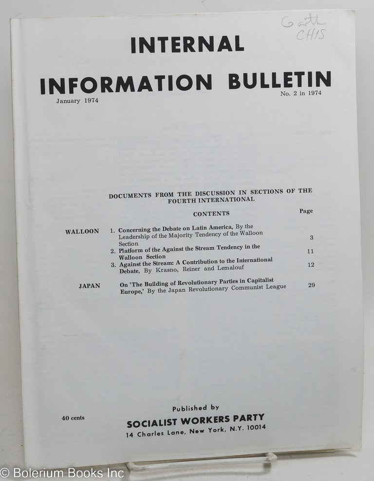Cat.No: 257675 Internal Information Bulletin, Jan 1974, No. 1