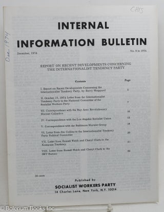 Cat.No: 257685 Internal Information Bulletin, Dec 1974, No. 9