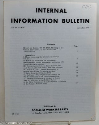 Cat.No: 257696 Internal Information Bulletin, Dec, 1976, No. 15