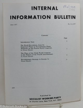 Cat.No: 257699 Internal Information Bulletin, Jun, 1977, No. 5