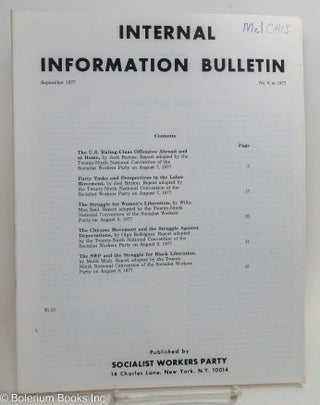 Cat.No: 257700 Internal Information Bulletin, Sep, 1977, No. 6