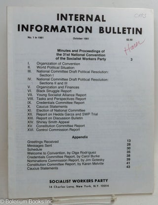 Cat.No: 257702 Internal Information Bulletin, Oct, 1981, No. 1