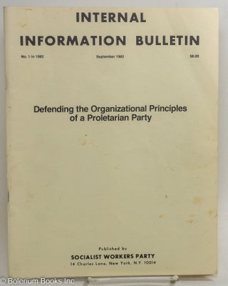 Cat.No: 257703 Internal Information Bulletin, Sep, 1982, No. 1