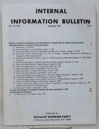 Cat.No: 257704 Internal Information Bulletin, Sep, 1983, No. 1