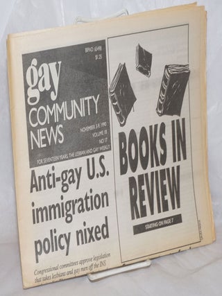 Cat.No: 257747 GCN: Gay Community News; the weekly for lesbians and gay males; vol. 18,...