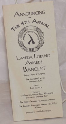 Cat.No: 258279 Announcing the Fourth Annual Lambda Literary Awards Banquet [brochure]...