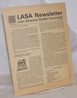 Cat.No: 258361 LASA Newsletter: vol. 13, #3, Fall 1983. Richard N. Sinkin, Jorge I....