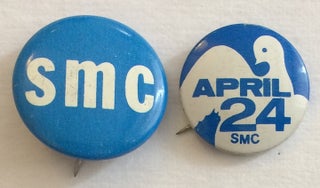 Cat.No: 258492 April 24 / SMC [pinback button, together with "SMC" pin]. Student...