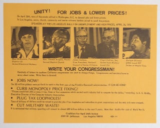 Cat.No: 258721 Unity! For jobs and lower prices [handbill announcing the Los Angeles...