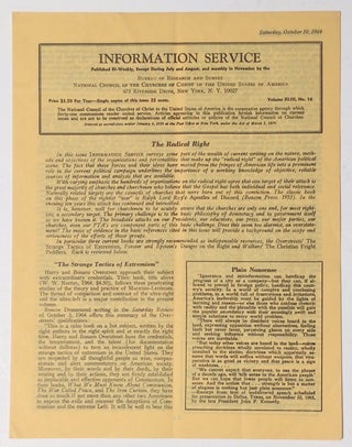 Cat.No: 258730 Information service. Vol. XLIII, No. 16 (Oct. 10, 1964). The radical right