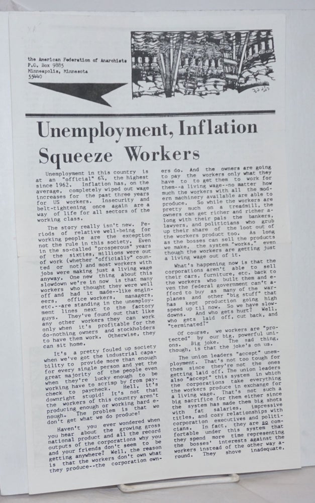 Cat.No: 258789 Unemployment, Inflation Squeeze Workers [Handbill]