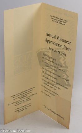UCSF AIDS Health Project: in your honor... [brochure/program] annual volunteer appreciation prty February 28, 1994