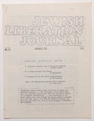 Cat.No: 258988 Jewish Liberation Journal. No. 12 (November, 1972