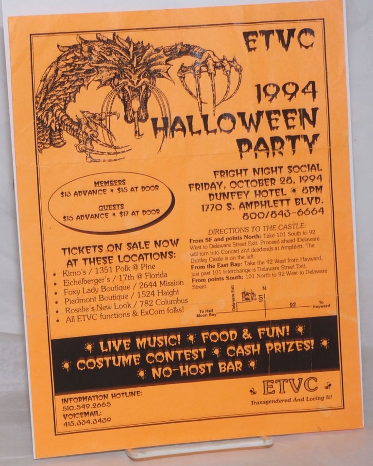 Cat.No: 259293 ETVC 1994 Halloween Party [handbill] Fright Night Social