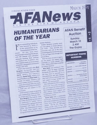 Cat.No: 260456 AFANews: Aid for AIDS of Nevada: vol. 6, #3, March 1991: Humanitarians of...