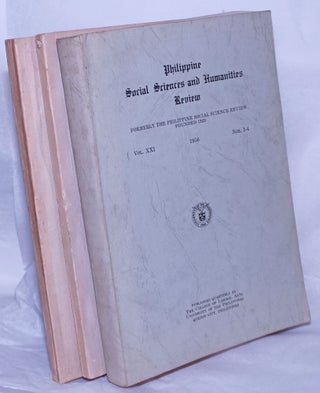 Philippine Social Sciences and Humanities Review; Formerly The Philippine Social Science Review Founded 1929, a small lot starting with Volume XIV Number 1, March 1949 plus Nos. 2, 4, Vol XV Nos. 1, 2, 3, Vol XVII Nos. 1, 2, 3, 4, Vol XVIII No. 1, Vol XXI [1, 2, 3, 4 in one binding], Vol XXII [1, 2], XXIII [2, 3, 4] - [partial run of 20 unduplicated issues]