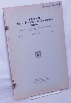 Cat.No: 260753 Philippine Social Sciences and Humanities Review; Formerly the Philippine...
