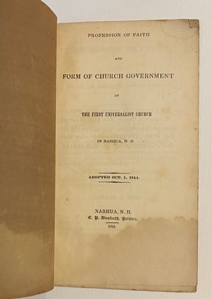 Cat.No: 260825 Profession of Faith and form of church government of the First...