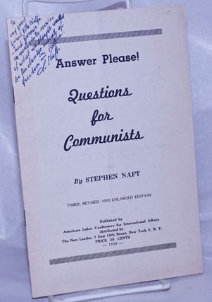 Cat.No: 261153 Answer please! Questions for Communists. Third, Revised and Enlarged...