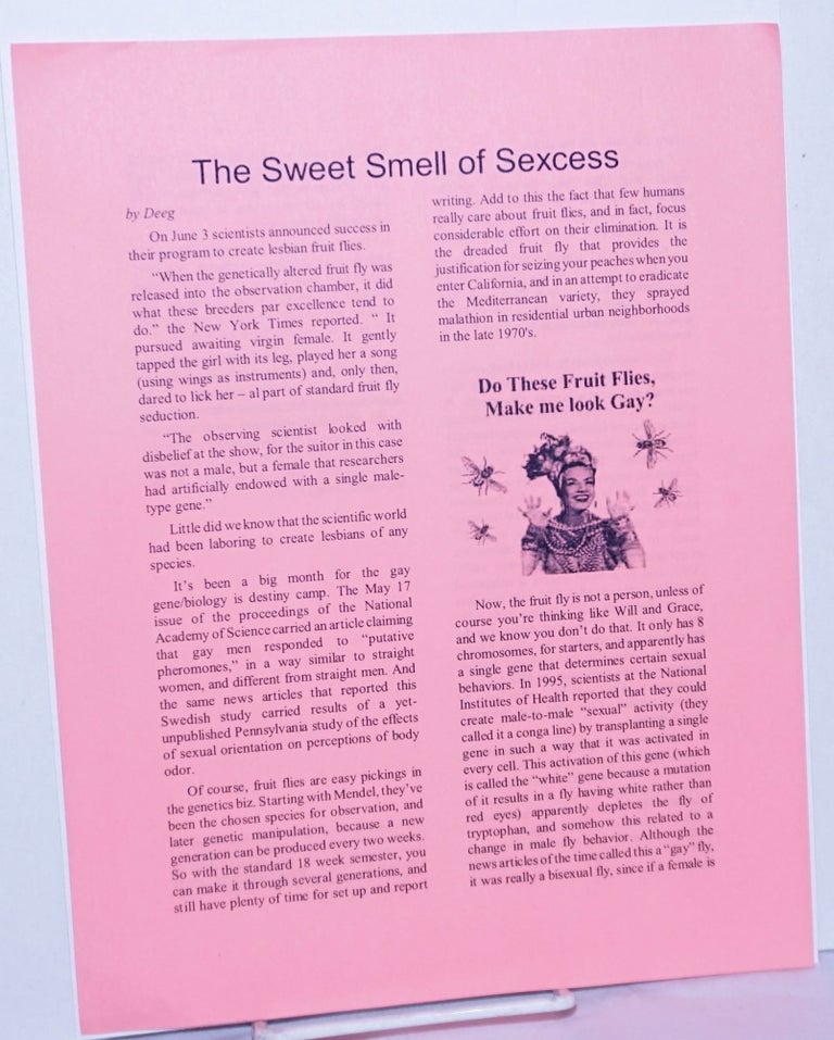 Cat.No: 261399 The Sweet Smell of Sexcess [handbill] Do these fruit flies, make me look gay? Lesbian And GAy Insurrection Deeg.
