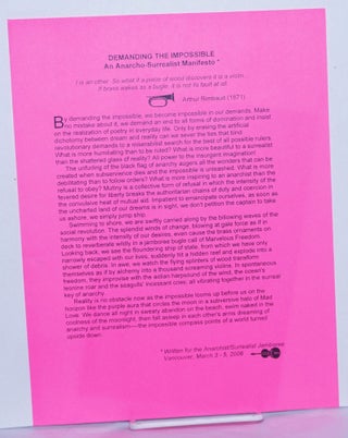Cat.No: 261435 Demanding the Impossible: An Anarcho-Surrealist Manifesto