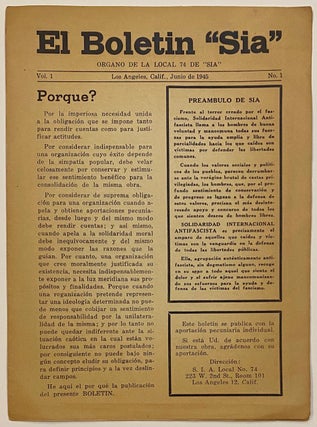 Cat.No: 261577 El Boletín "Sia." No. 1 (Junio de 1945