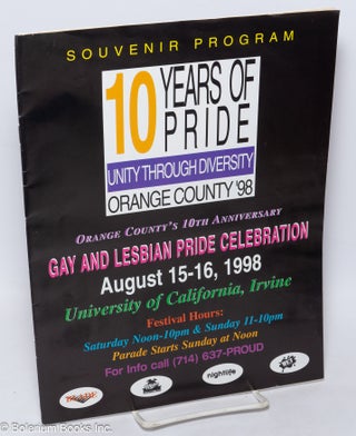 Cat.No: 261625 10 Years of Pride: unity through diversity, Orange County '98: souvenir...