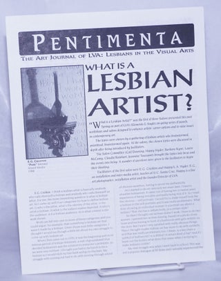 Cat.No: 261633 Pentimenta: the art journal of LVA; Lesbians in the Visual Arts What is a...