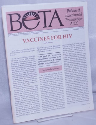 Cat.No: 261673 BETA: Bulletin of Experimental Treatments for AIDS; March 1993: Vaccines...