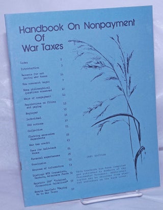 Cat.No: 261762 Handbook on nonpayment of war taxes: 1981 edition [Fifth edition]....