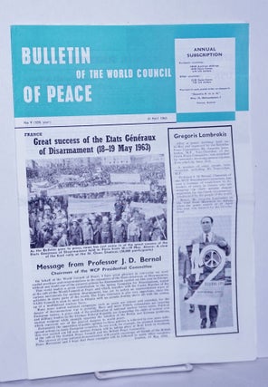 Cat.No: 262123 Bulletin of the World council of Peace, No. 9 (10th year), 31 May 1963