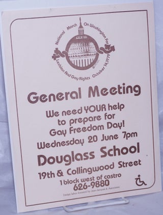 Cat.No: 262130 General Meeting: Douglass School, we need your help to prepare for Gay...
