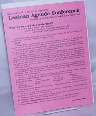 Cat.No: 262272 National Call to Organize a Lesbian Agenda Conference hosted by a...
