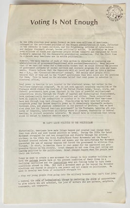 Cat.No: 262281 Voting is not enough [handbill]. National Organization for an American...
