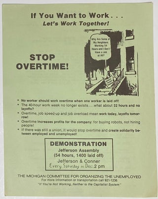 Cat.No: 262282 If you want to work... Let's work together! Stop overtime! [handbill
