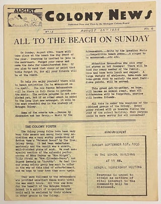 Cat.No: 262715 Colony News. Vol. 6 no. 13 (August 23, 1935