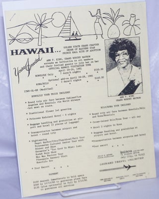 Cat.No: 263497 Hawaii... Golden State Grand Chapter Order of the Eastern Star Prince Hall...
