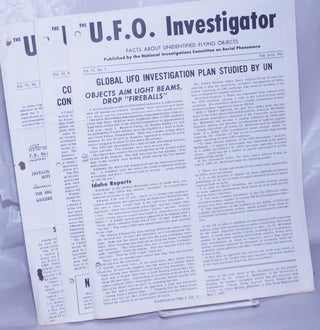 U.F.O. Investigator; Facts About Unidentified Flying Objects [broken run]: Volume II, Nos. 7, 9, 10, 11, 12; Volume III, Nos. 1 thru 11; Volume IV, Nos. 1 thru 3 [19 unduplicated issues], plus seven enclosures; 26 separate related items together as a small lot.