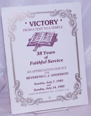 Cat.No: 263724 Victory: from a tent to a temple; 38 years of faithful service [program]...
