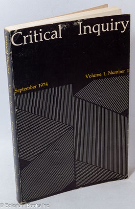 Cat.No: 263740 Critical Inquiry, 1974, September, Vol. 1, No. 1 PREMIER ISSUE. Sheldon...
