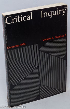 Cat.No: 263741 Critical Inquiry, 1974, December, Vol. 1, No. 2. Sheldon Sacks, founding
