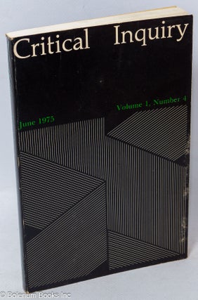 Cat.No: 263742 Critical Inquiry, 1975, June, Vol. 1, No. 2. Sheldon Sacks, founding