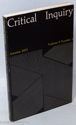 Cat.No: 263743 Critical Inquiry, 1975, Autumn, Vol. 2, No. 1. Sheldon Sacks, founding