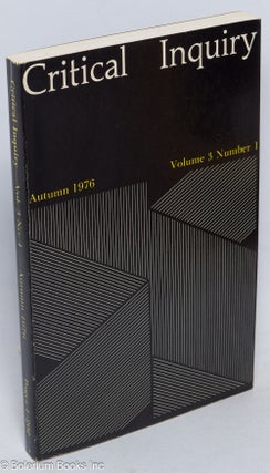 Cat.No: 263745 Critical Inquiry, 1976, Autumn, Vol. 3, No. 1. Sheldon Sacks, founding