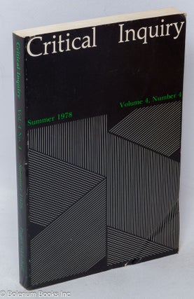 Cat.No: 263783 Critical Inquiry, 1978, Spring, Vol. 4, No. 4. Sheldon Sacks, founding