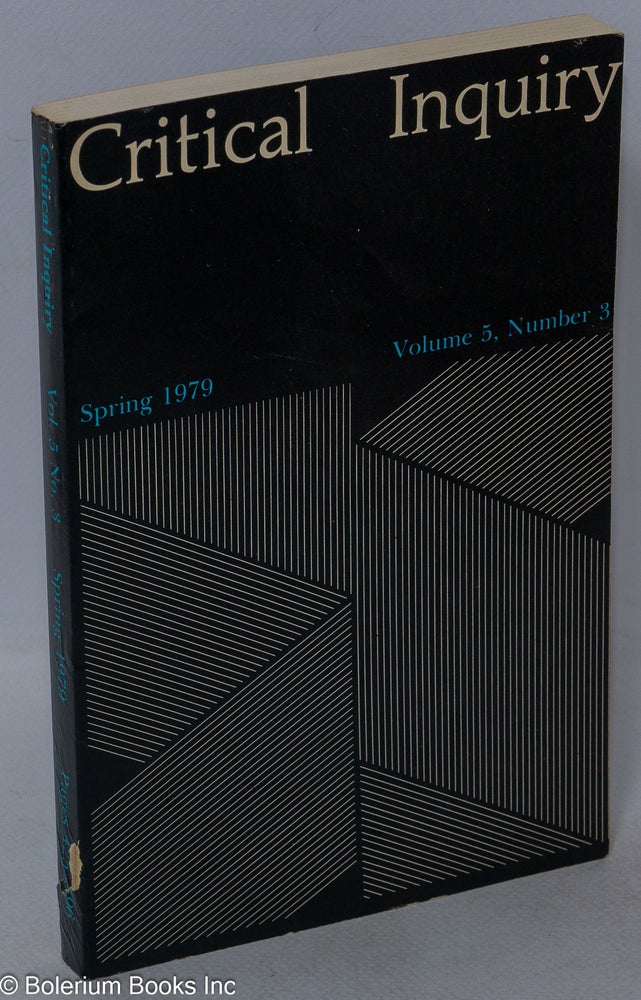 Cat.No: 263784 Critical Inquiry, 1979, Spring, Vol. 5, No. 3. Sheldon Sacks, founding.
