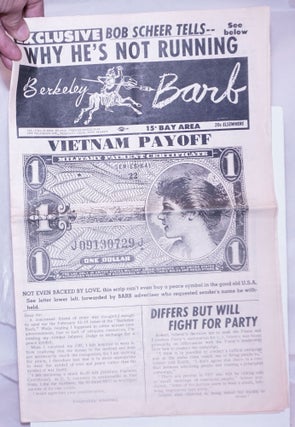Cat.No: 263907 Berkeley Barb: vol. 6, #12 (#135) March 15-21, 1968: Vietnam Payoff. Max...