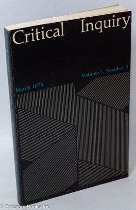 Cat.No: 263984 Critical Inquiry, 1975, Mar, Vol. 1, No. 3. Sheldon Sacks, founding
