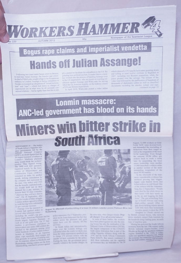Cat.No: 264373 Workers Hammer: Newspaper of the Spartacist League[Britain] 2012, Summer, No. 220