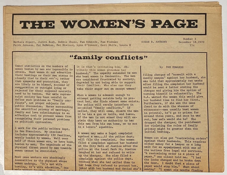 Cat.No: 264685 The Women's Page. Number 3. (December18, 1970). Barbara Alpert.